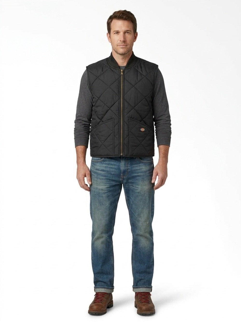 Dickies Diamond Quilted Black Vest Jacket (Size Medium)